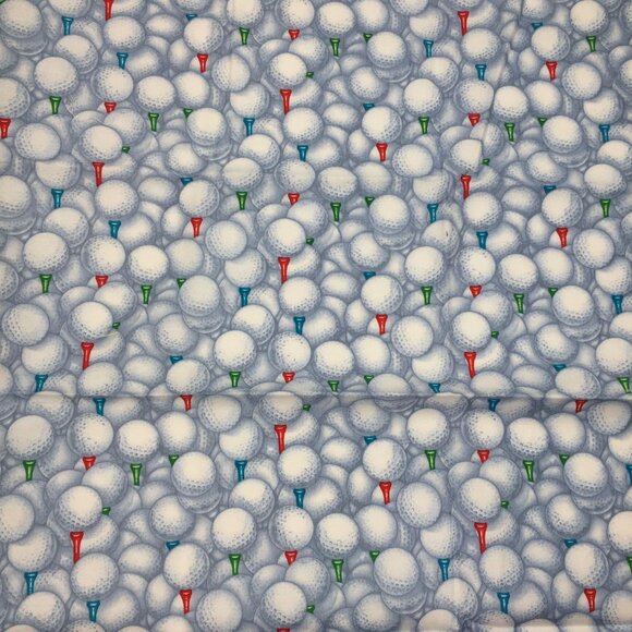 FQ Fat Quarter Quilting Fabric 18" x 22" Overall Golf Balls Tee Blue White Green - Picture 3 of 8